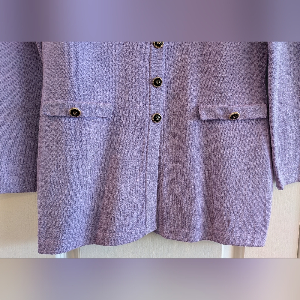 St John Collection Santana Knit Lavender Purple Cardigan Wool Blend Size 2 - Picture 3 of 13